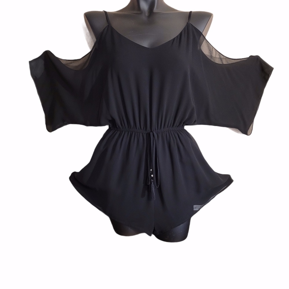 Naked Zebra Cold Shoulder Romper Black Size L